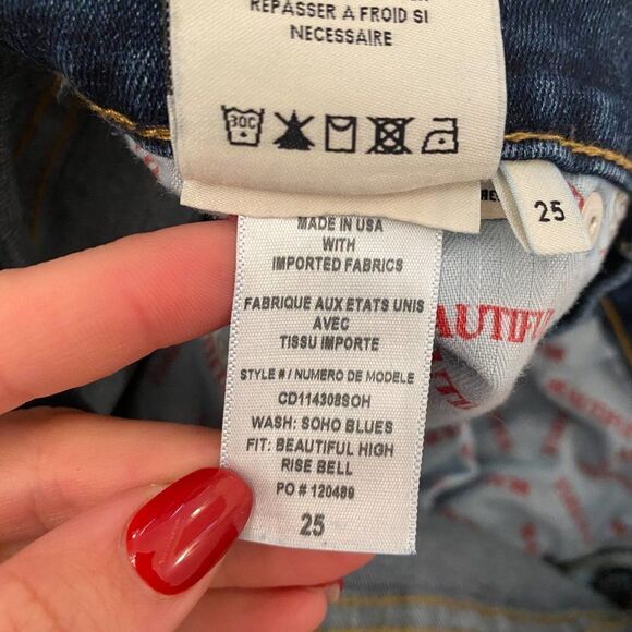 Alice + Olivia Beautiful High Rise Bell Flare Jeans in Soho Blues - Picture 6 of 9